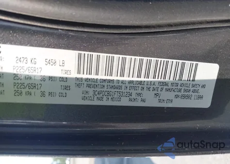 2015 Dodge Journey Sxt from USA, damaged, VIN 3C4PDCBG1FT531234